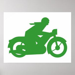 Green Motorbiker-Zeichen Poster