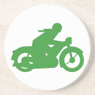 Green Motorbiker-Zeichen Sandstein Untersetzer