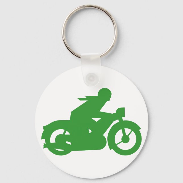 Green Motorbiker-Zeichen Schlüsselanhänger (Vorderseite)