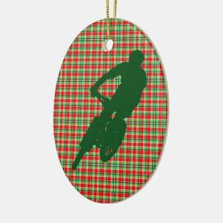 Green Mountain Bike auf Weihnachten Karierte Verzi Keramik Ornament
