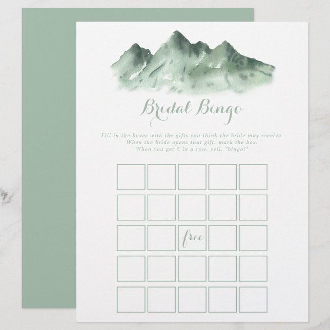 Green Mountain Country Bridal Bingo Spiel (Vorne/Hinten)