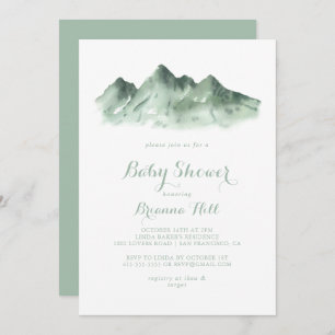 Green Mountain Country Calligraphy Babydusche Einladung