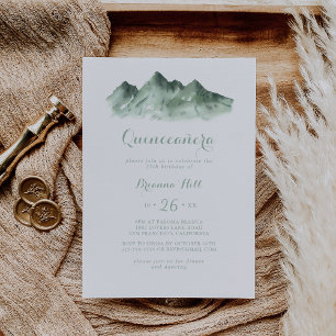 Green Mountain Country Calligraphy Quinceañera Einladung