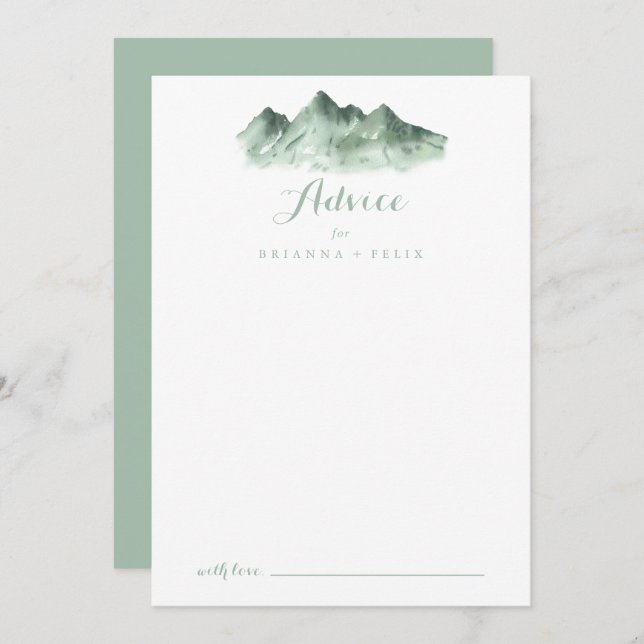 Green Mountain Country Wedding Advice Card Hinweiskarte (Vorne/Hinten)