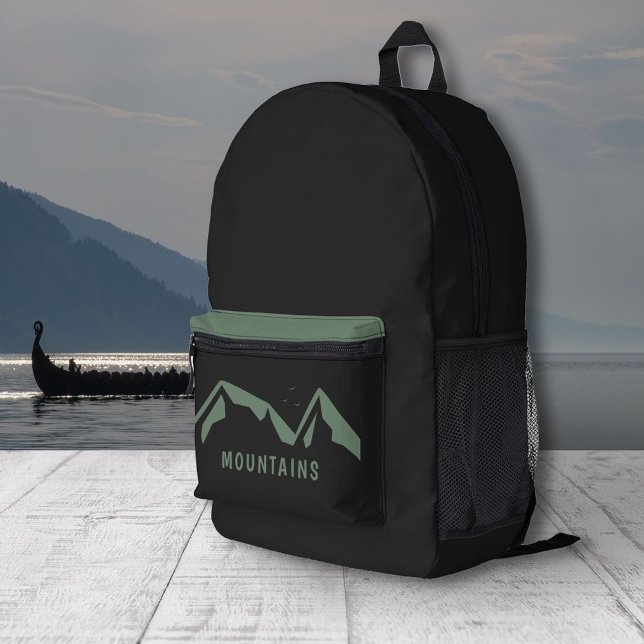 Green Mountains Black Backpack Bedruckter Rucksack (Green Mountains Black Backpack)