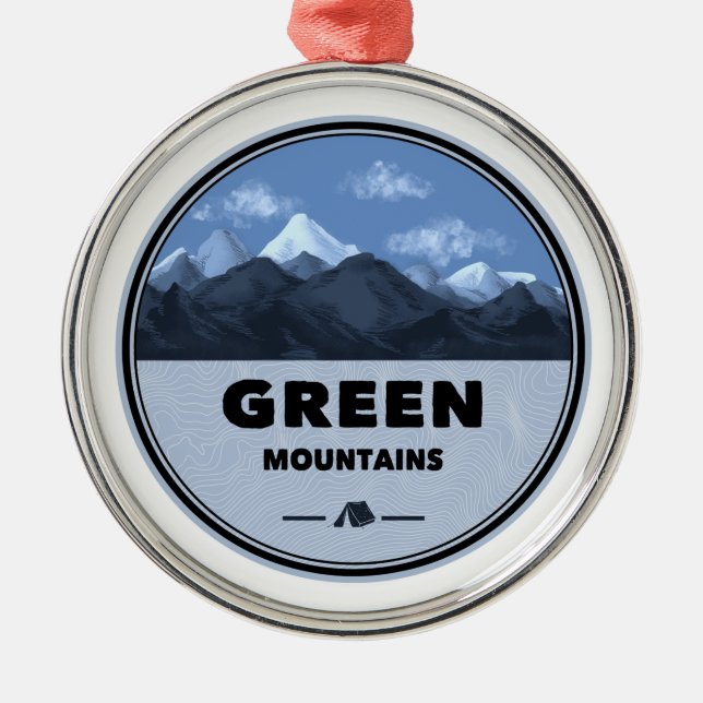 Green Mountains Vermont Camping Ornament Aus Metall (Vorne)