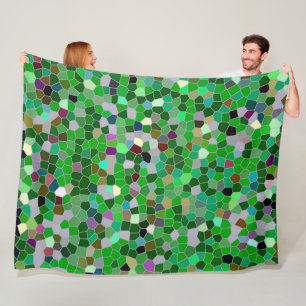 GREEN Multicolored Garden Pattern Fleecedecke