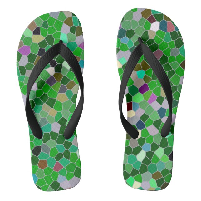 GREEN Multicolored Garden Pattern Flip Flops (Fußbett)