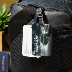 Green Muscle Car Burnout mit Isaiah 12:2 Verse Gepäckanhänger