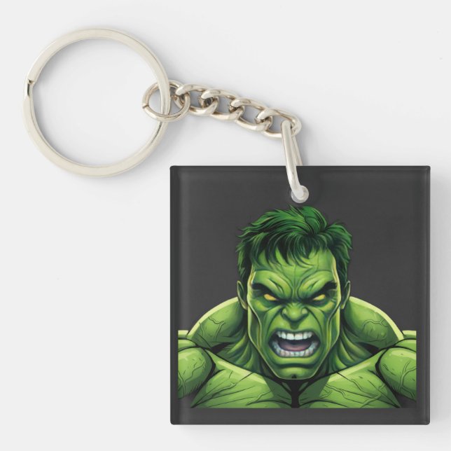 Green Muscular Creature Keychain Schlüsselanhänger (Vorderseite)