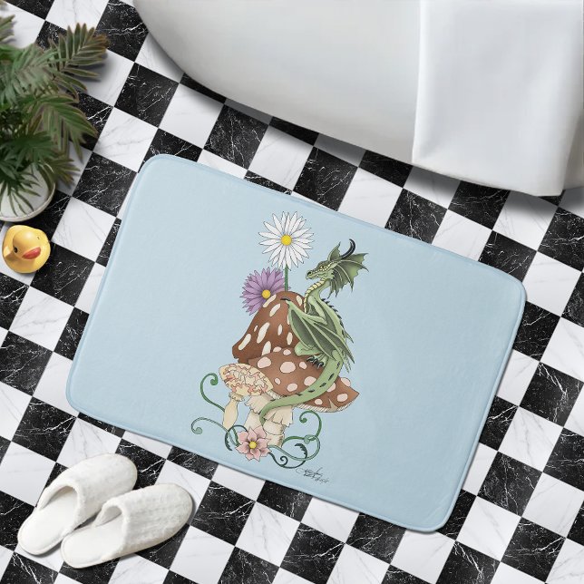 Green Mushroom Dragon Fantasy Blume Badematte (Von Creator hochgeladen)