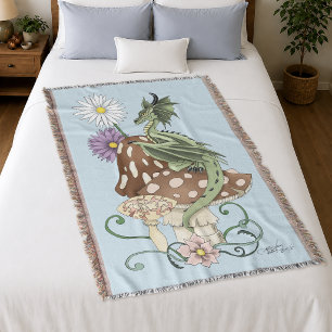Green Mushroom Dragon Fantasy Blume Decke