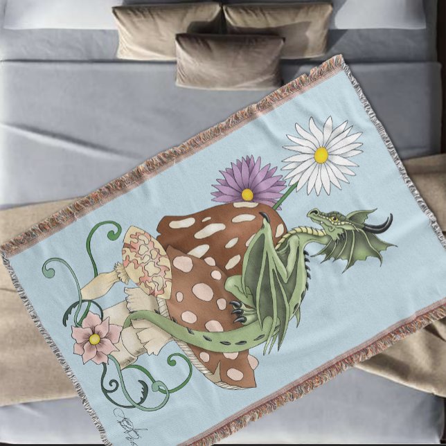 Green Mushroom Dragon Fantasy Blume Decke (Von Creator hochgeladen)