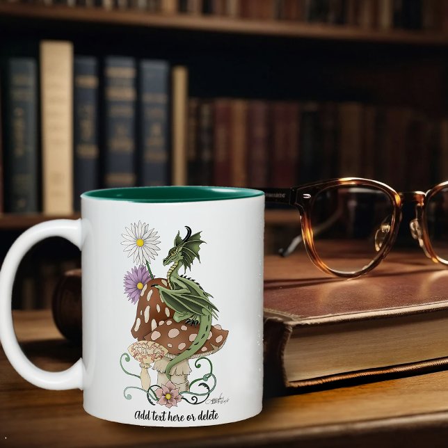 Green Mushroom Dragon Fantasy Blume Zweifarbige Tasse (Von Creator hochgeladen)