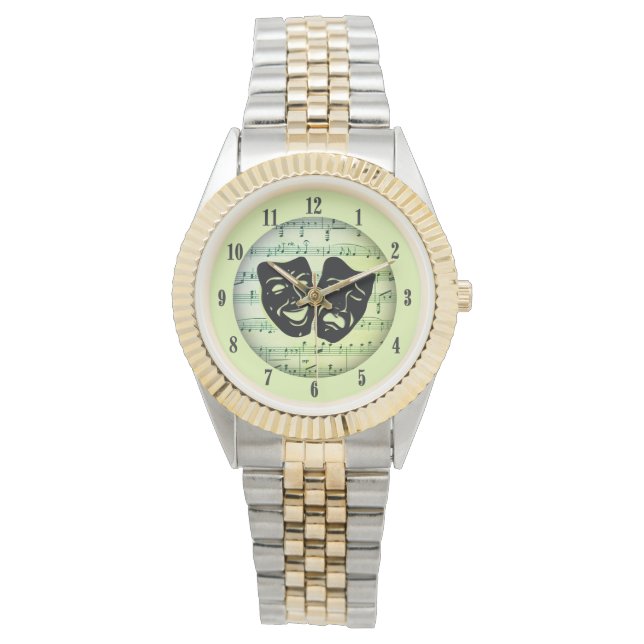 Green Music and Theatermasken Armbanduhr (Vorderseite)