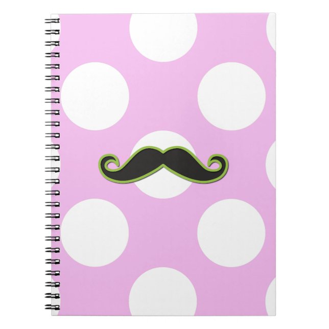 Green Mustache, Curl Mustache, Stache, Polka Dots Notizblock (Vorderseite)