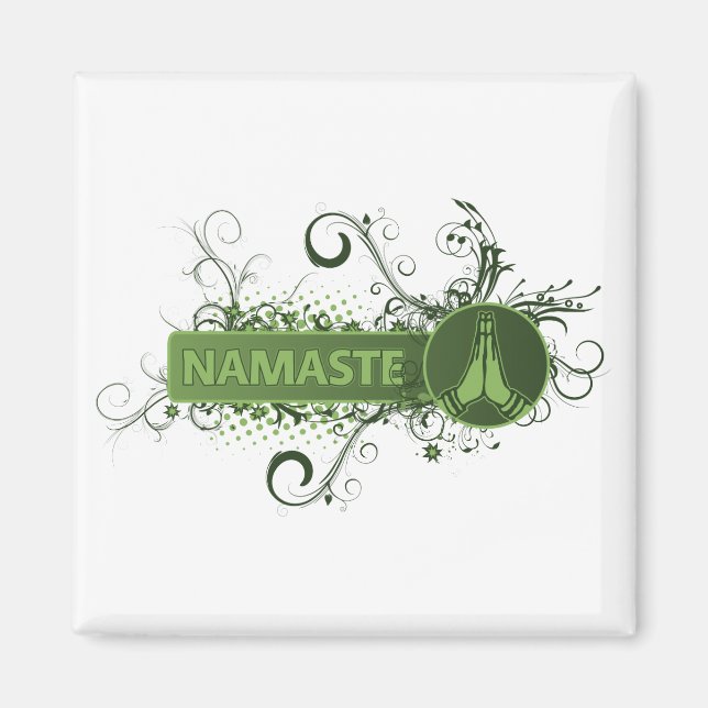 Green Namaste English Magnet (Vorne)