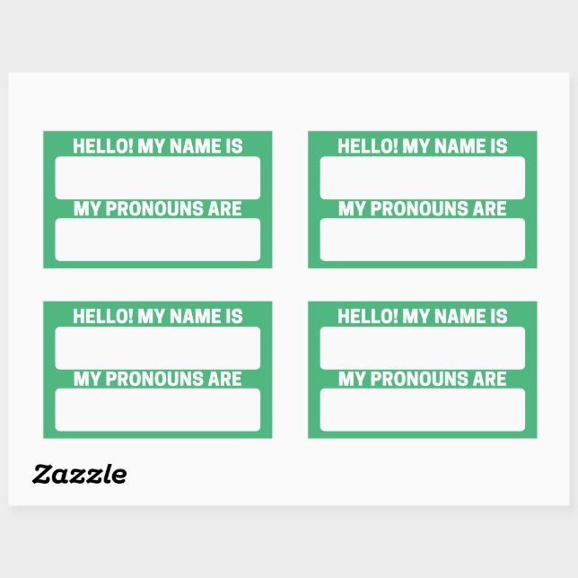 Green Name & Pronoun Labels Rechteckiger Aufkleber (Blatt)