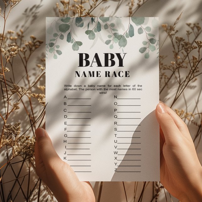 Green Name Race Printable Baby Shower Game Einladung (Von Creator hochgeladen)