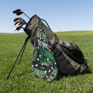 Green Names und Golf Balls überall in Black Golfhandtuch