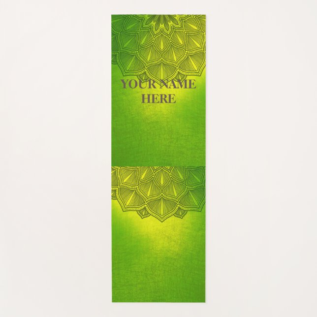 Green Natural Mandala Floral Yogamatte (Vorderseite)
