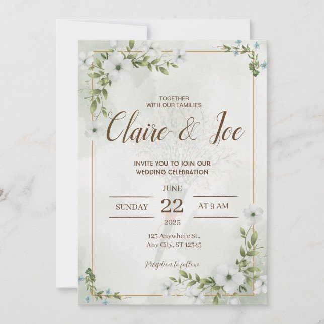 Green Natural Wedding Invitation Einladung (Vorderseite)