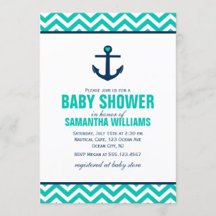 Green Nautical Baby Dusche Einladung
