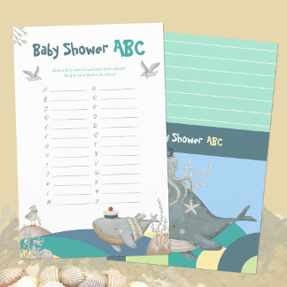Green Nautical Whale Baby Shower ABC heißt Spiel