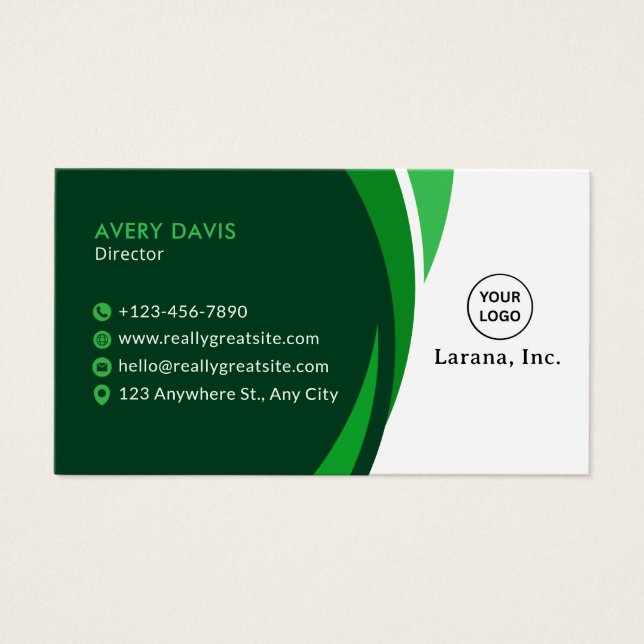 Green & Navy Blue Modern Corporate Business Card (Vorderseite)