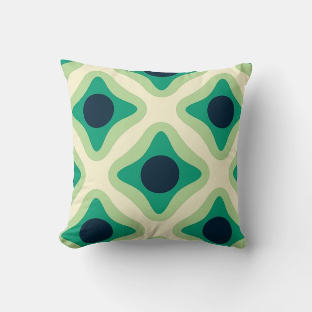  Green & Navy Geometric Patter Throw Pillow Kissen (Vorderseite)