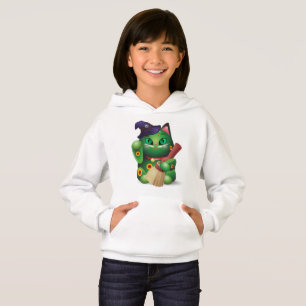 Green Neko Kids' Hoodie #001
