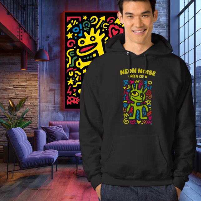 Green Neon Alien - Funky Smiling Pop Art Character T-Shirt (Von Creator hochgeladen)