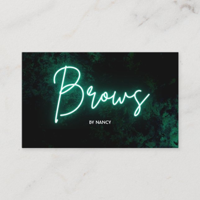 Green Neon Brows Business Card Visitenkarte (Vorderseite)