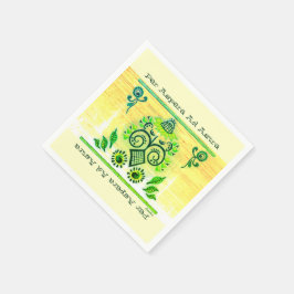 Green Neon Folk Art Sonnenblumen Bluetooth Lautspr Serviette