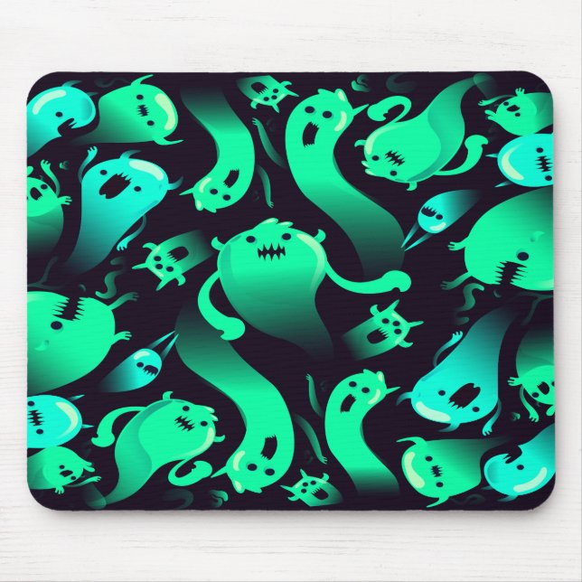 Green Neon Ghost Pattern Mousepad (Vorne)