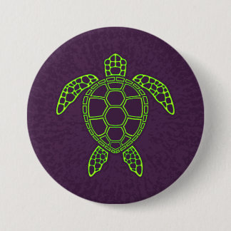 Green Neon Lava Sea Turtle Design Button