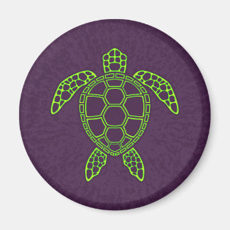 Green Neon Lava Sea Turtle Design Magnet