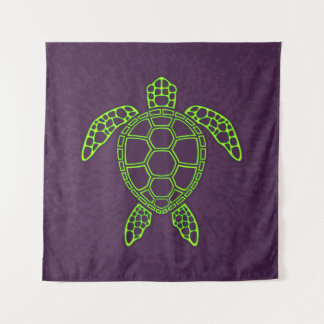 Green Neon Lava Sea Turtle Design Wandteppich