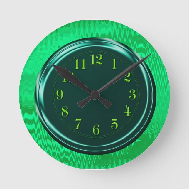 Green Neon Metallic Abstrakte Uhr (Vorderseite)