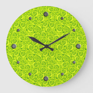 Green neon ,rose , green , bright , modern , elega große wanduhr