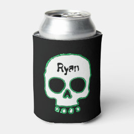 Green Neon Skull Add Name kann Cooler Dosenkühler