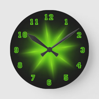 Green Neon Star 8" Runde Wanduhr