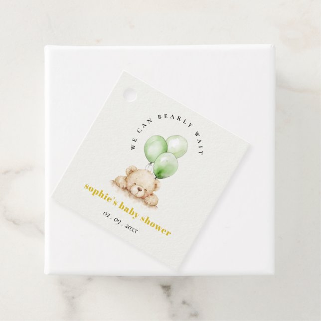 Green Neutral Bearly Wait Balloon Baby Shower Geschenkanhänger (Beispiel)