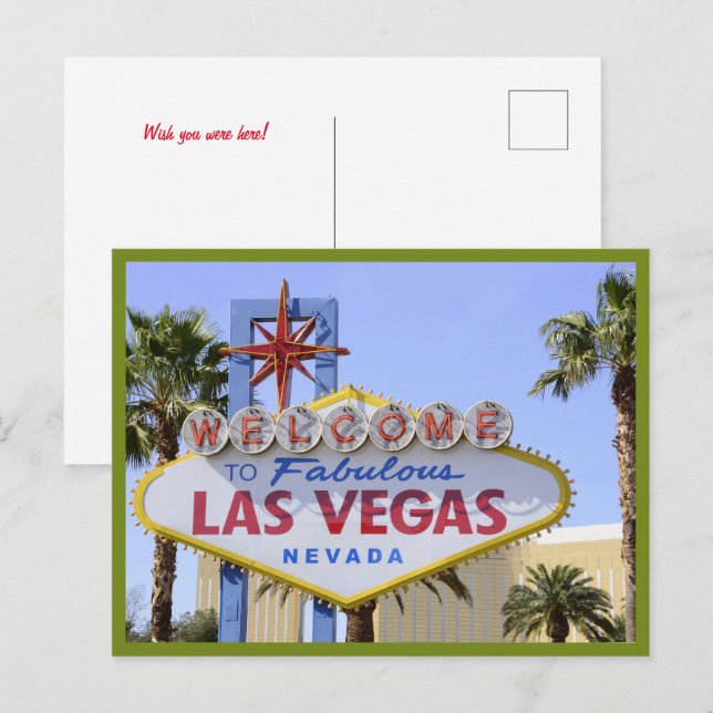 Green Nevada Begrüßungszeichen Las Vegas Postkarte (Vorne/Hinten)