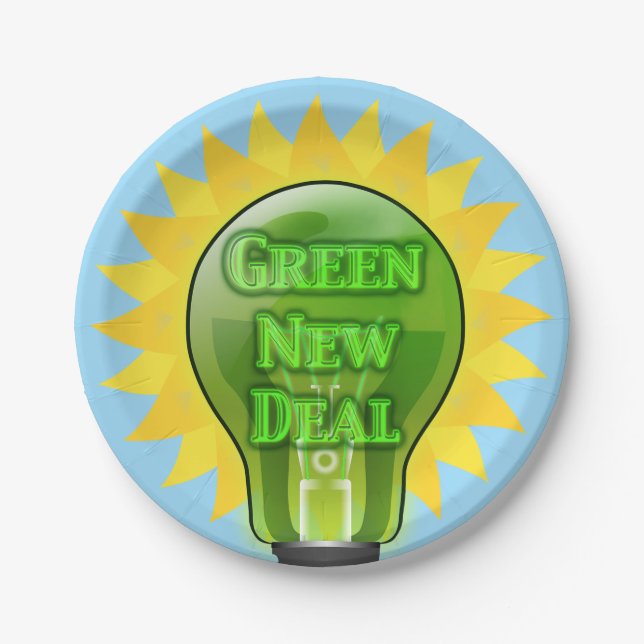 Green New Deal Light Bulb Pappteller (Vorderseite)