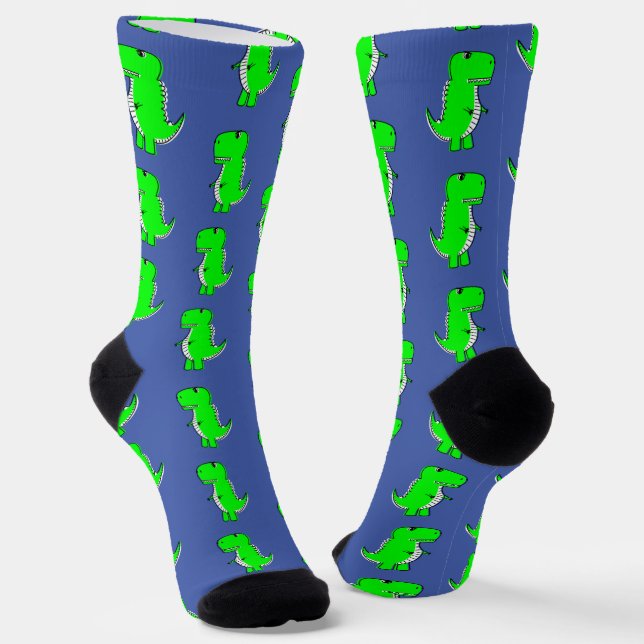 Green Niedlich Dino White Socken (Gewinkelt)