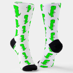Green Niedlich Dino White Socken