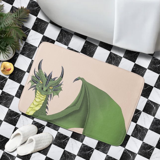 Green Niedlich Dragon Portrait Peach Badematte (Von Creator hochgeladen)