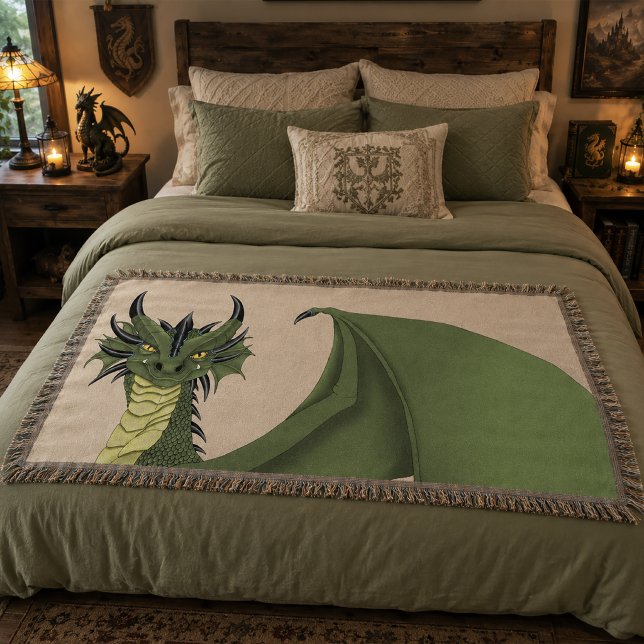 Green Niedlich Dragon Portrait Peach Decke (Von Creator hochgeladen)