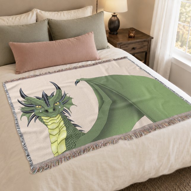Green Niedlich Dragon Portrait Peach Decke (Von Creator hochgeladen)
